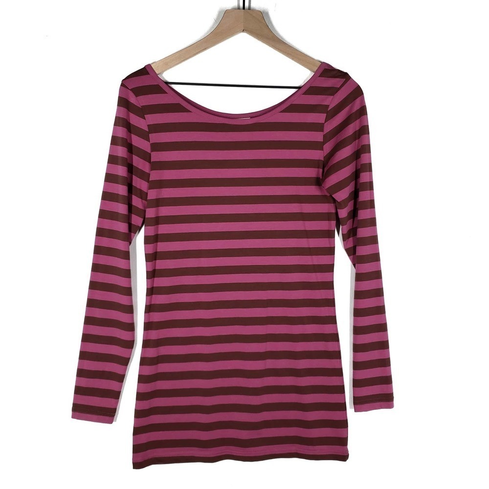Matilda Jane Callie Stripe Long Sleeve Tee Women's‎ S Purple Brown Long Sleeve